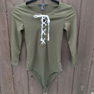Olive Green tie up body suit from Forever21🫒💚
